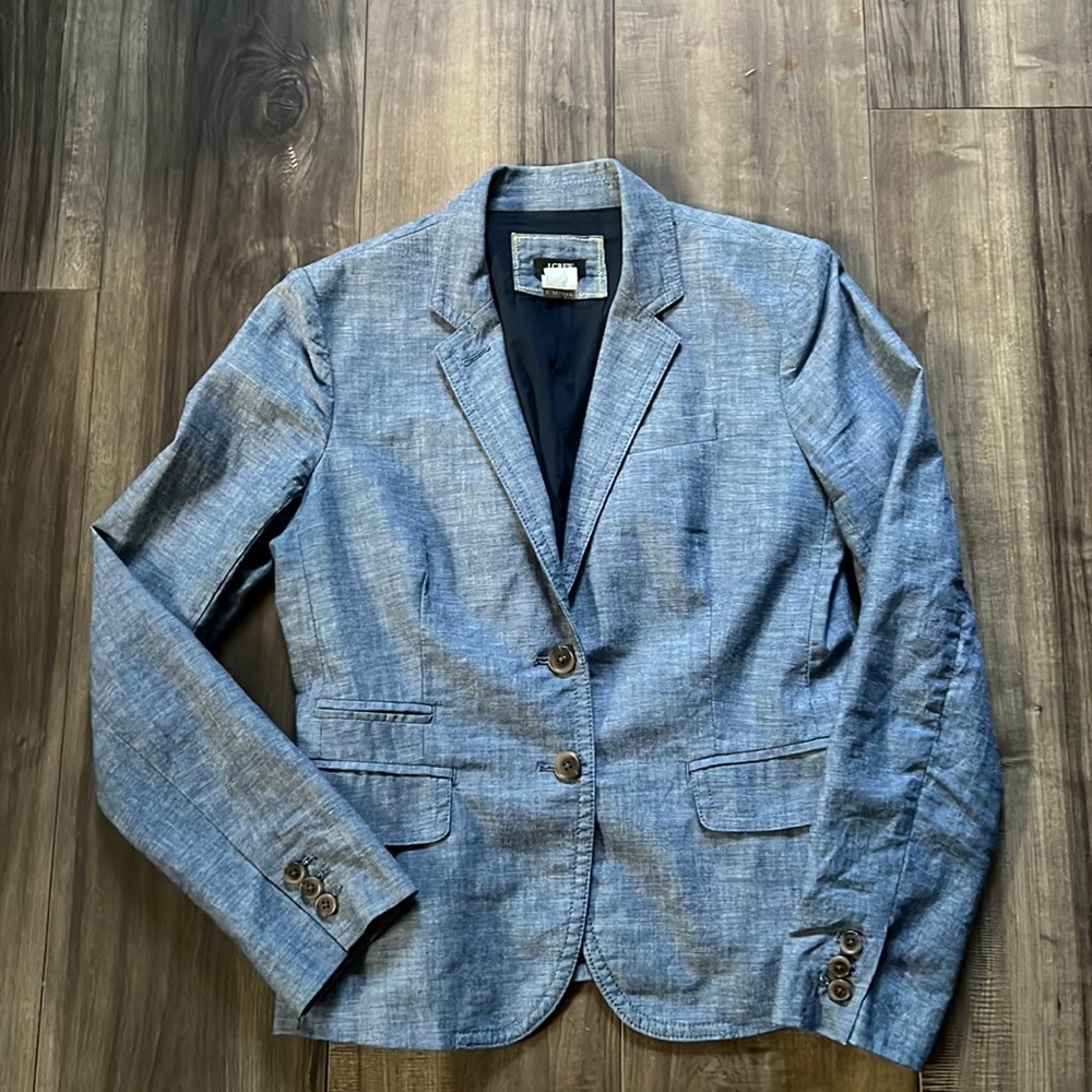 J. Crew cotton blazer in chambray blue